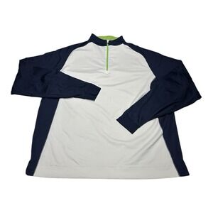 FootJoy 1/4 Zip Pullover Mens Sz L White‎ Navy Blue Pullover Performance Golf